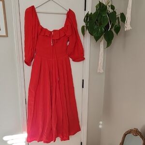 Free People Oasis Red Off-Shoulder Dress NWT